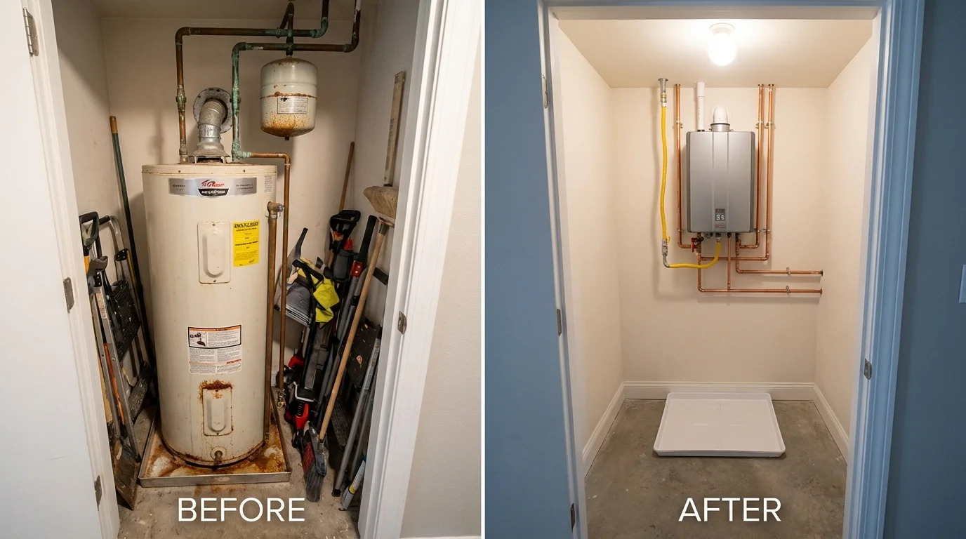 Tank water heater versus wall-mounted tankless unit comparison for Forsyth, MO homeowners